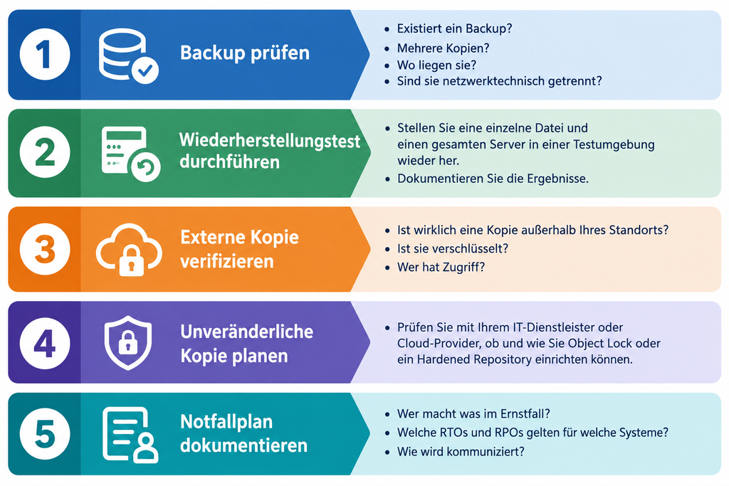 Praxis-Tipp für den Start der 3-2-1-1 Backup-Strategie für Unternehmen. 